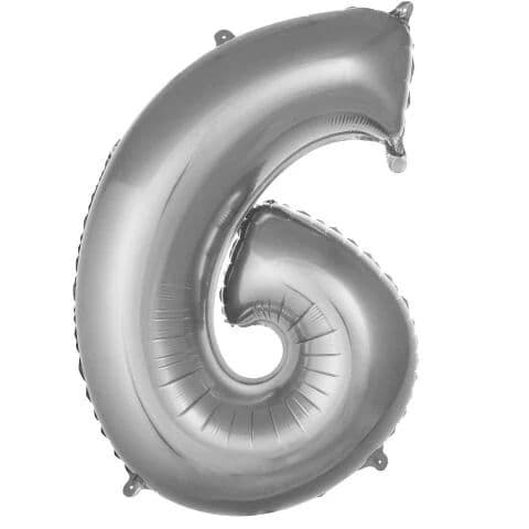 Balon broj 6 - 34”, Srebrna — Boom Baloni Podgorica