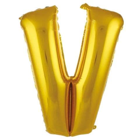 Balon slovo V - 34”, Zlatna — Boom Baloni Podgorica