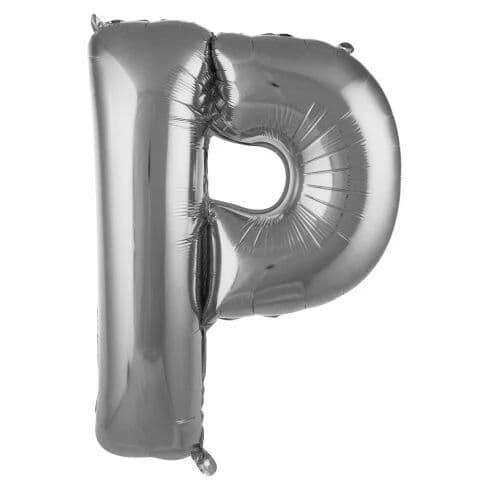 Balon slovo P - 34”, Srebrna — Boom Baloni Podgorica