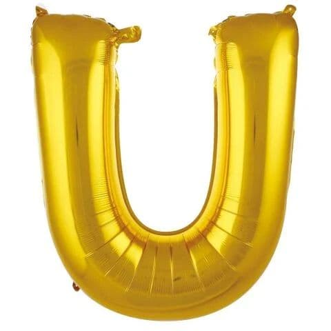 Balon slovo U - 16”, Zlatna — Boom Baloni Podgorica
